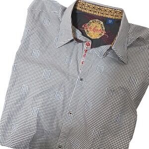 Robert Graham Mens 2XLB Houndstooth Embroidered Long Sleeve Button Down Shirt